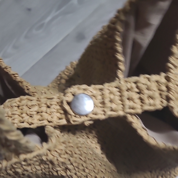 Handwoven Round Shoulder Bag in Tan - Picture 6 of 9